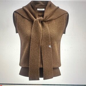 Commense Brown Sleeveless Cowl Sweater